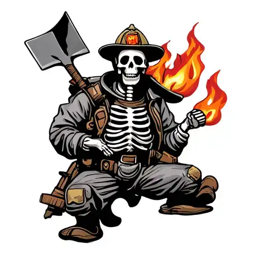 Fire Fighter Skeleton With Shovel