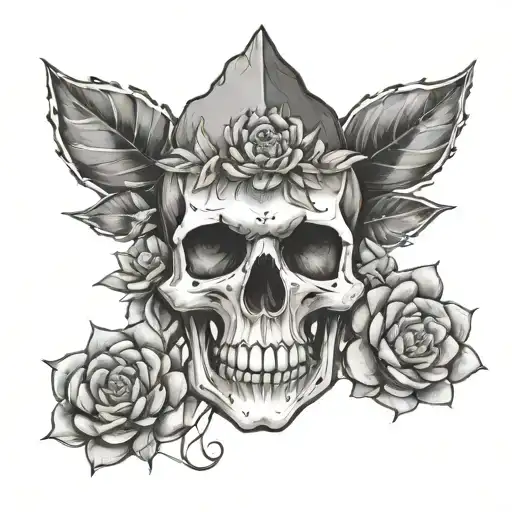 Skull With Succulents And Crystals Growing Out Of It