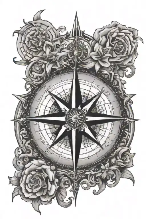 Compass Rose With Intricate Details