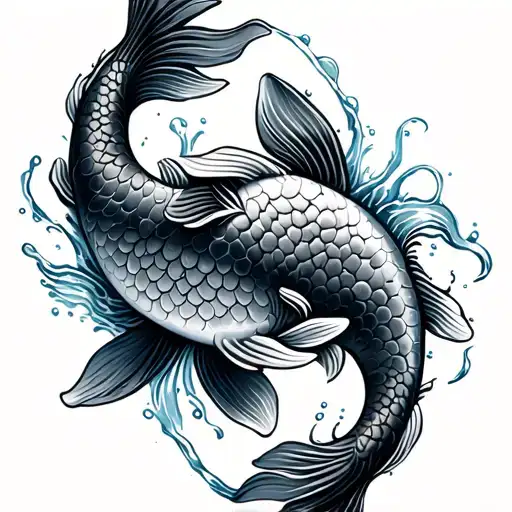 Beginning And Ending Koi Fish Swimming