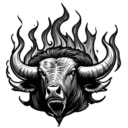 Buffalo Horn On Fire