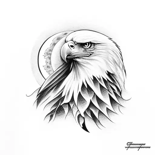 Eagle With Moon