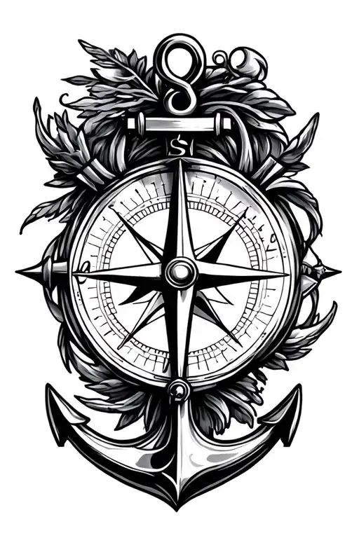 Penes Nautical Compass And An Anchor