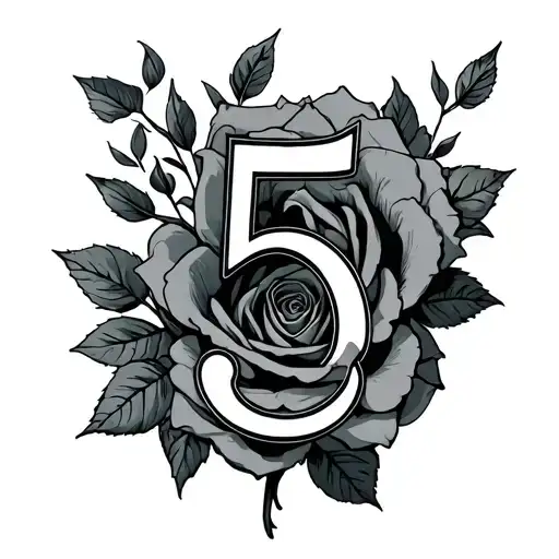 Number 5 The Cartoon From Kids Next Door Emerging From A Rose Intertwined