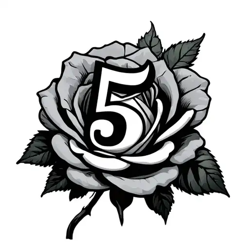 Number 5 The Cartoon From Kids Next Door Emerging From A Rose Intertwined