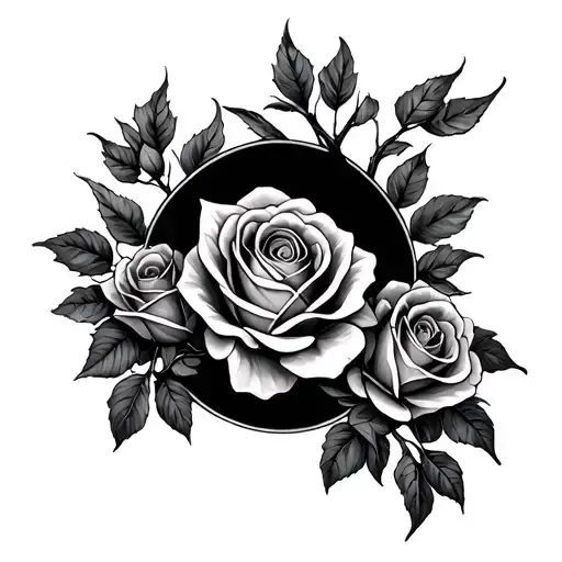 Willow Tree And Roses Intertwined