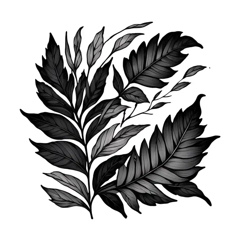 Leaves And Line With Shadows