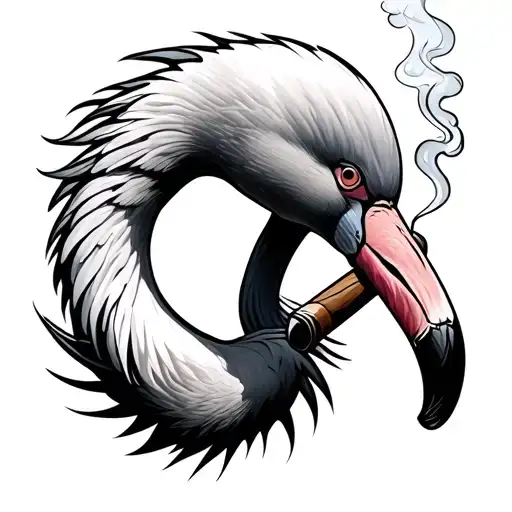 Flamingo Smoking A Cigar Smoke