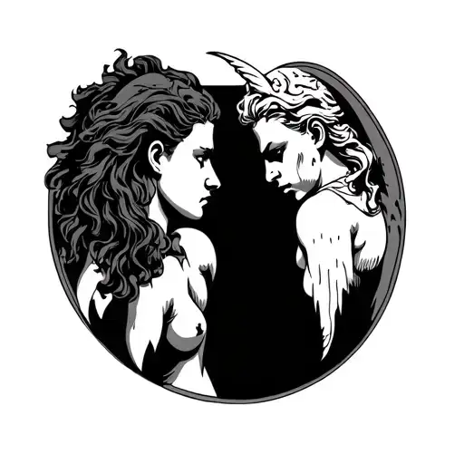 Evil Cupid Front Facing Each Other