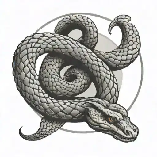 Snake Devouring Its Own Tail In Circle Made