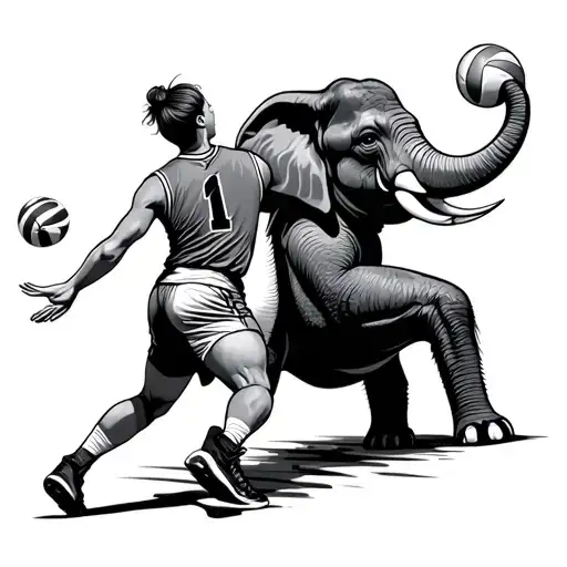 Elephant Spiking A Volleyball Player Spiking