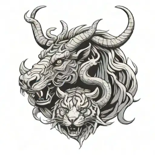 Dragon Sheep And Tiger Head