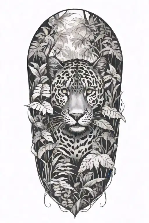 Panther Hiding In A Rainforest Scene