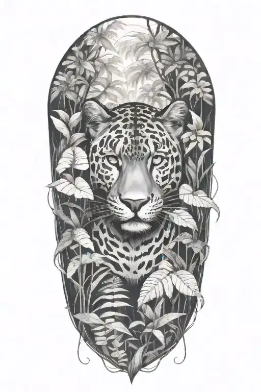 Panther Hiding In A Rainforest Scene