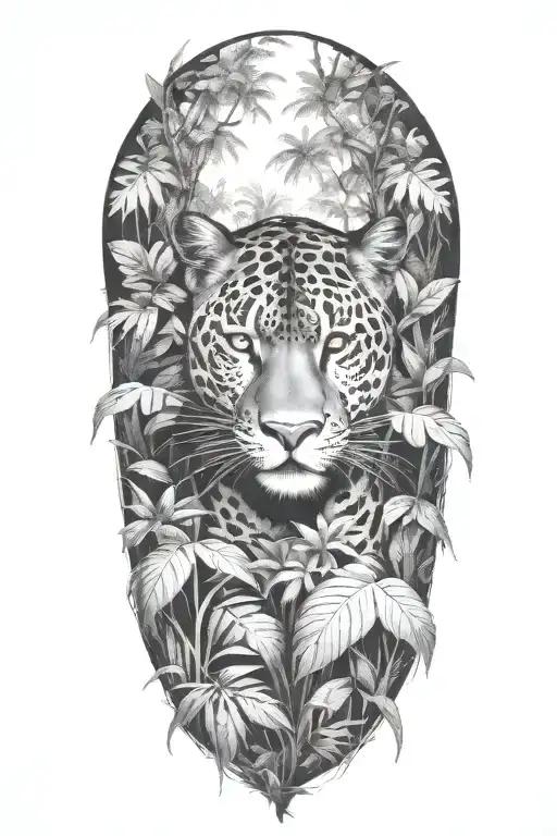 Panther Hiding In A Rainforest Scene