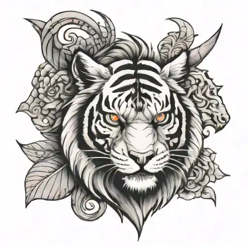 Dragon Head And Sheep Head And Tiger Head Tattoo Design Inspired