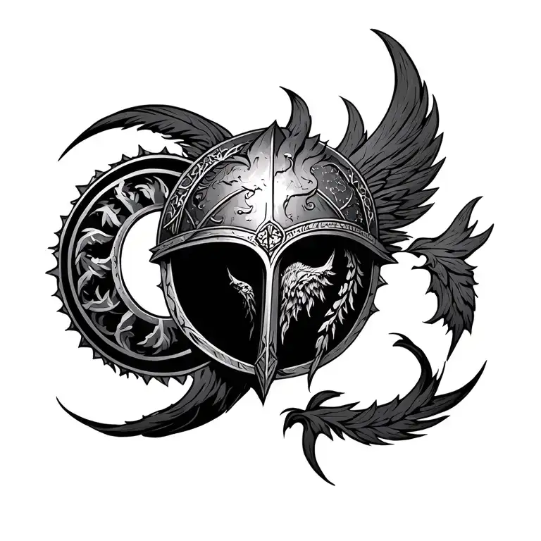 The Round Helm Of Awe Symbol With Jormundgandr Cirkeld Around