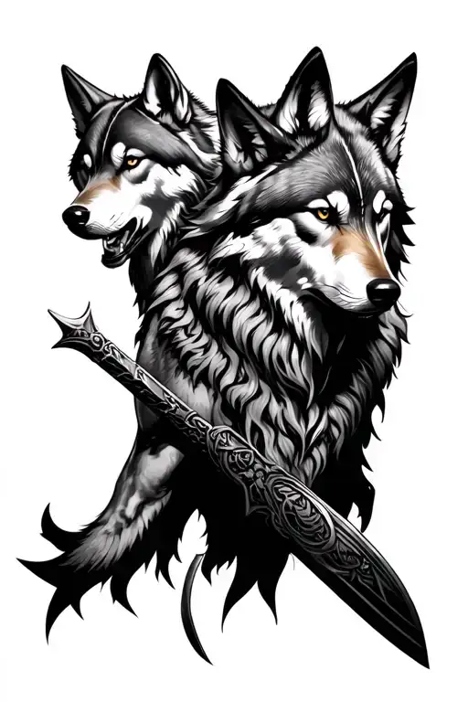 Warrior With 2 Wolfs Realism Style