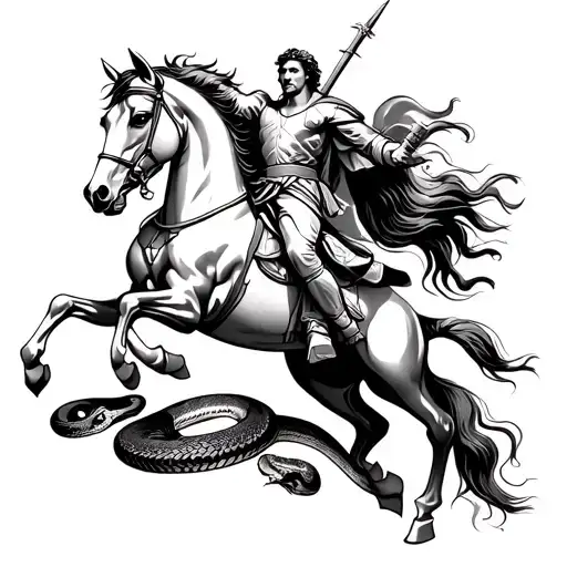 George The Victorious On A Horse Defeats A Snake In The Style Of Realism