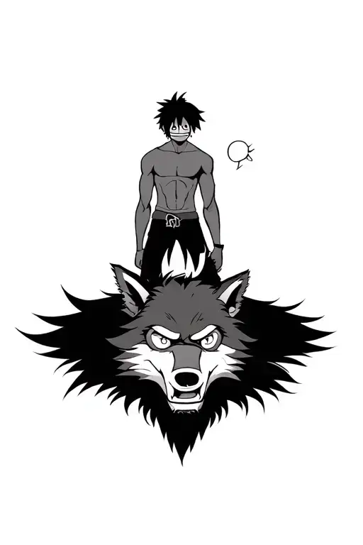 Wolf And Monkey D Luffy From One