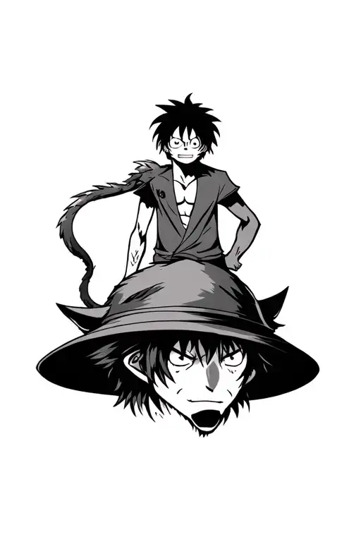 Wolf And Monkey D Luffy From One Head