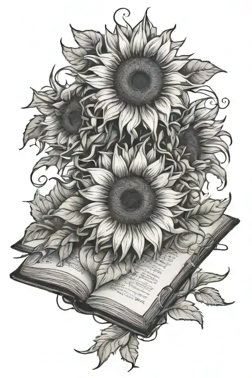 Open Book Sunflowers Blooming