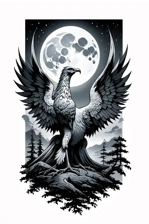 Moon At Night Phoenix Trees