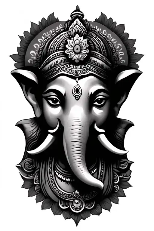 Calm Lord Ganesha Face And Science