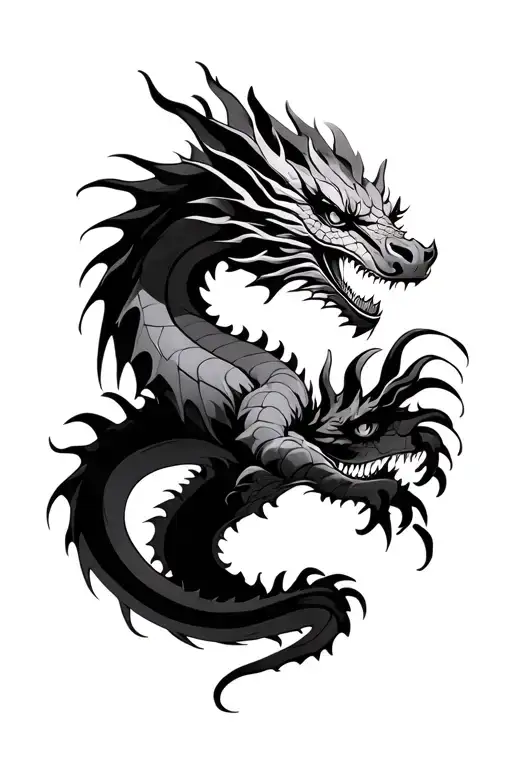 Black Tattoo Sketch Dragon