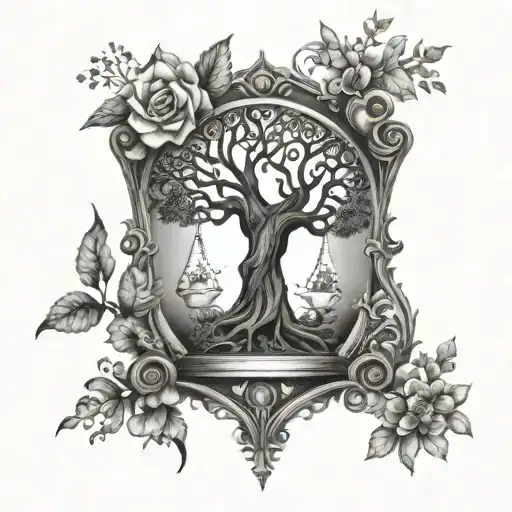 Tree Of Life Bursting Out Of An Hourglass