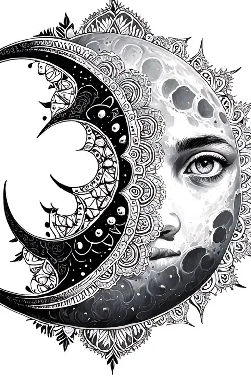 Moon With Mandala Design Inspired