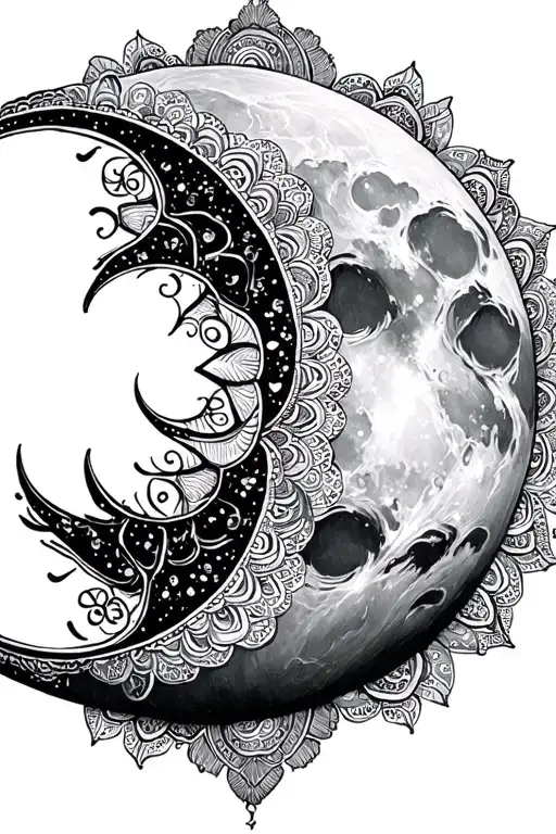 Moon With Mandala Design Inspired