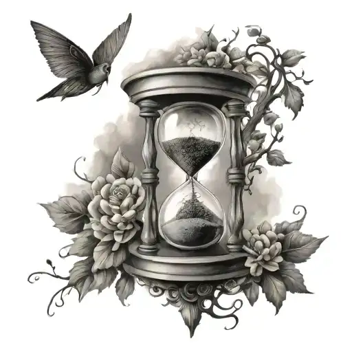 An Hourglass With A Tree Of Life Bursting Out