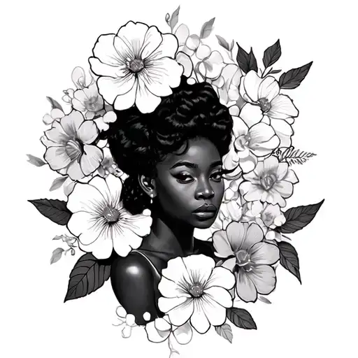 Black Women With Puffs Surrounded By Flowers