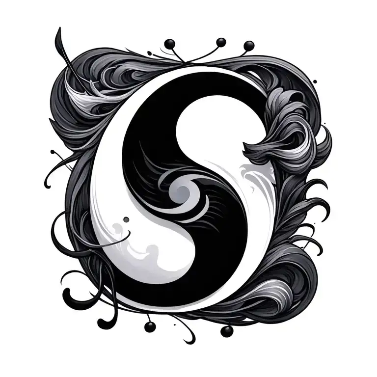 Bass Clef And Ying Yang Black