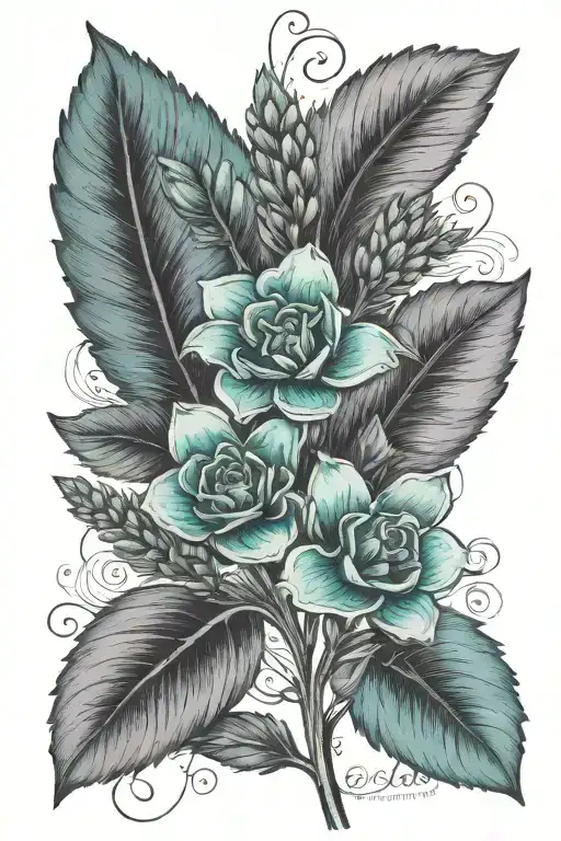 A Lavender Plant Color Of Teal Withwriting As The Stem That Says Always And Forever