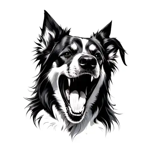 Dog Growling With Aura Vibrant Colors