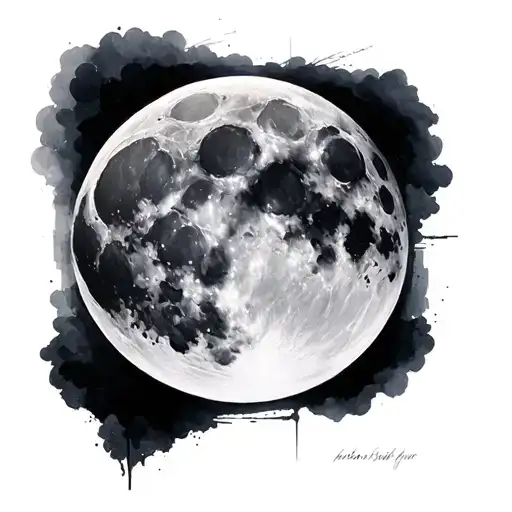 Realistic Full Moon Tattoo Black And Grey