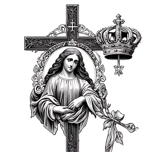 Catholic Cross With A Relationship To Marie And A Lilk Crown