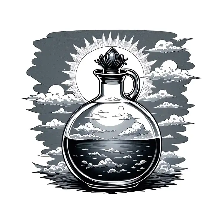 Potion Bottle With Sun And Cloud Inside