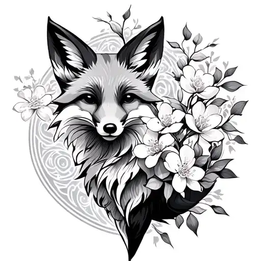 Cherry Blossom Fox Floral Ornament And Protection Spell