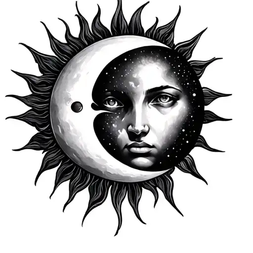 Sun And Moon Merging Together