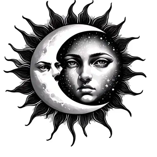 Sun And Moon Merging Together