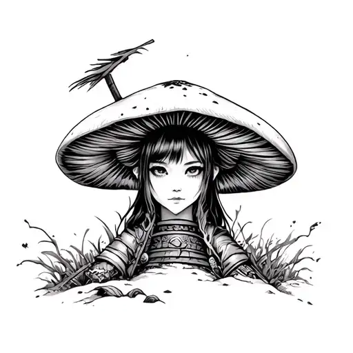 Mushroom Girl Samurai Warrior