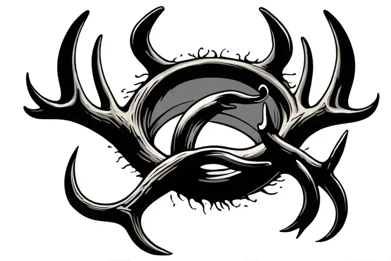 Antler And Fishing Hook Intertwined As A Ring
