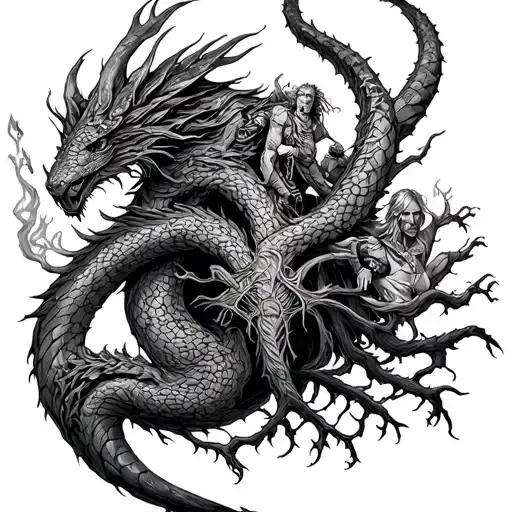 Yggdrasil With Jormungandr And 2 Rangers