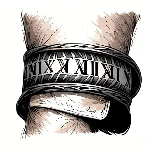 Band Tattoo With Roman Numerals On Forearm