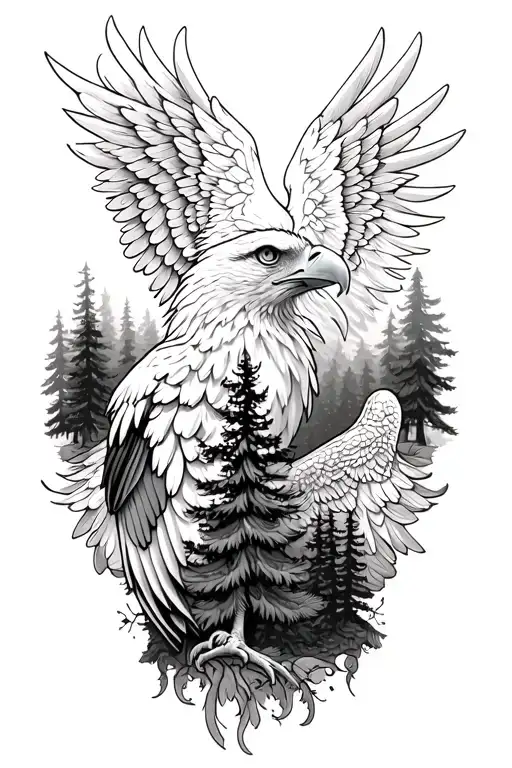 Eagle Wings And Forest