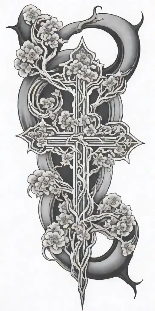 Cherry Blossom Tree Intertwined Symbolizing Strength And Resilience