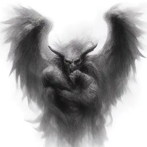 Demon With Wings Spread Wide With Demale Demon Whispering In His Ear